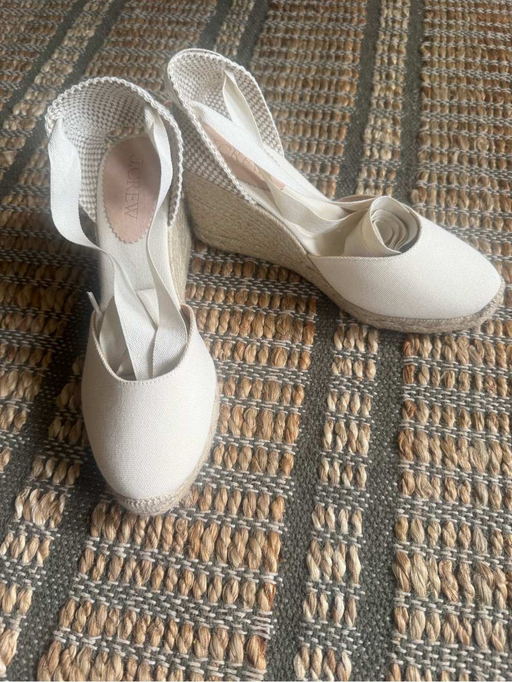 NWOT J.Crew Ivory Espadrille Wedge Slingbacks
